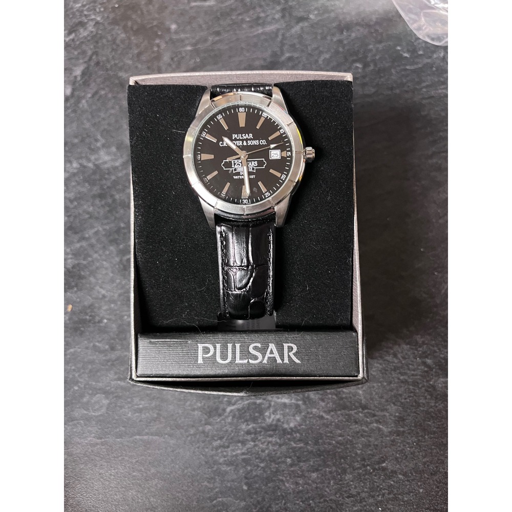 Pulsar Mens Watch NPSA01‎ Black Leather Strap C.R. Weaver 125 Years Anniversary